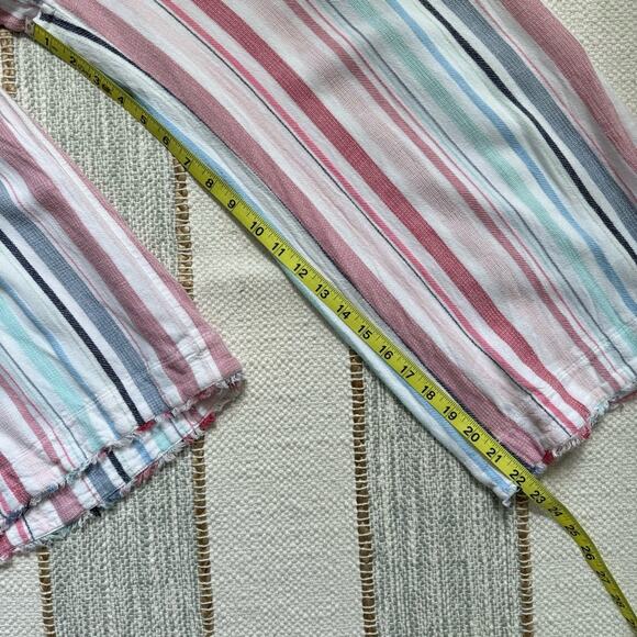 Cloth & Stone by Anthropologie Rita White Blue Pink Wide Leg High Rise Pants M - Picture 5 of 9